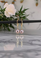 Boucles d oreilles en perles de culture mauve et Vermeil
