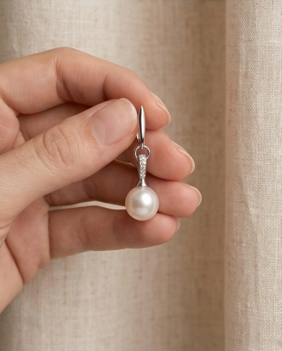 Boucles d’oreilles en strass et perles de culture