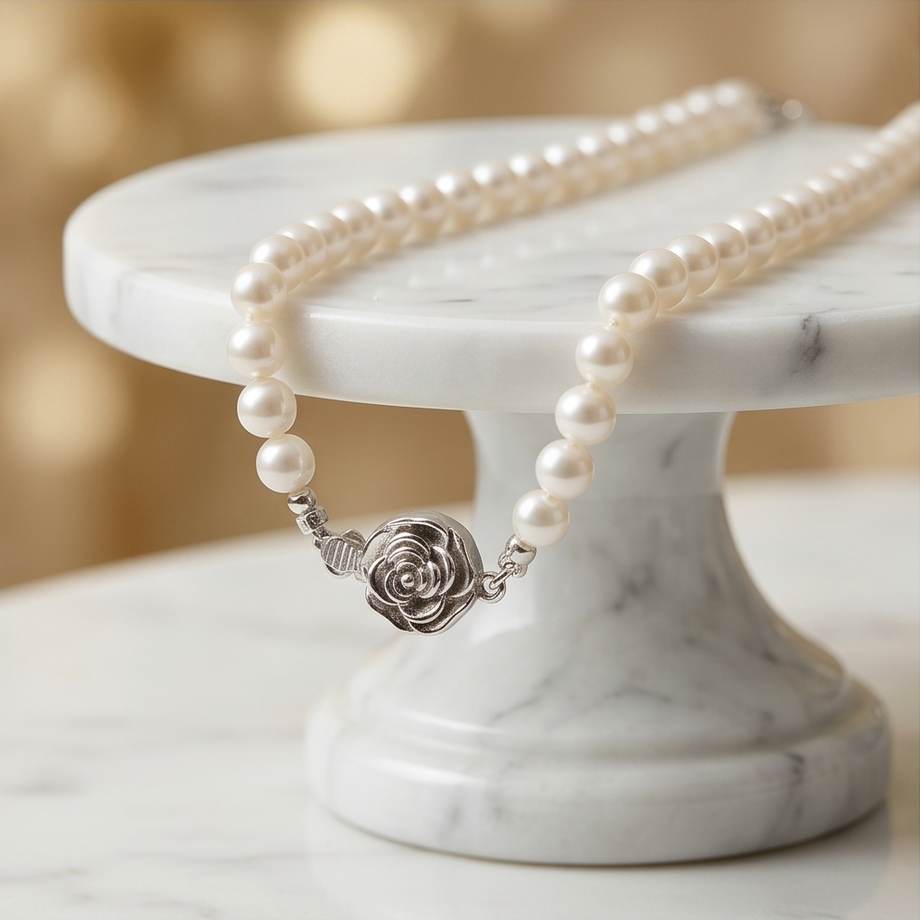 collier en argent 925 avec perles de culture blanches rondes - vue 13