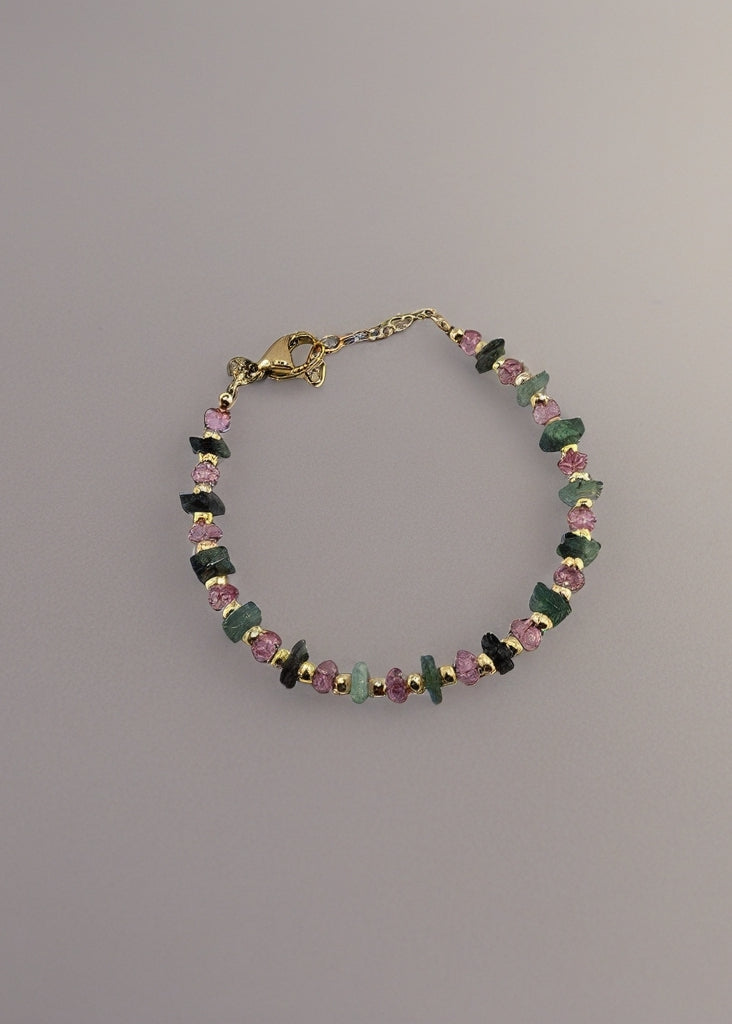 Bracelet en Topaze rose avec perles en vermeil rondes et lisses