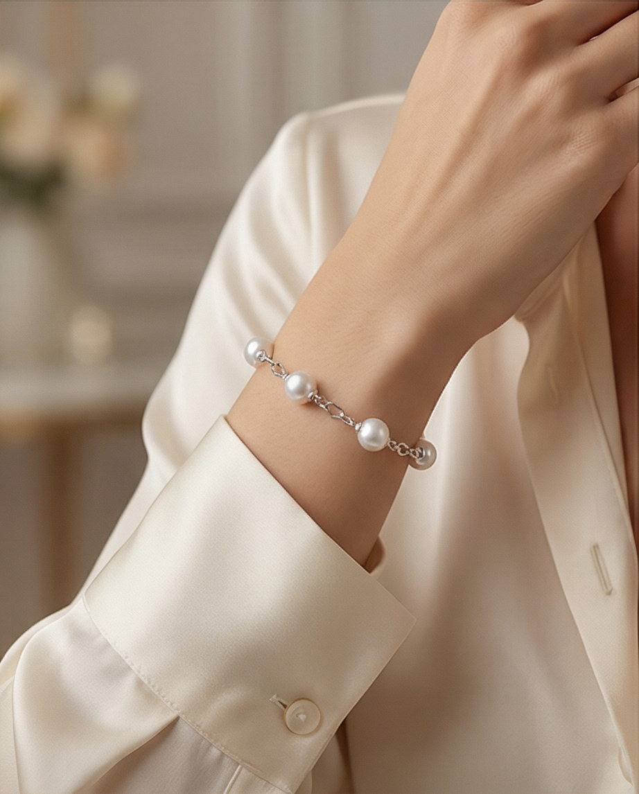 Bracelet argent et perles de culture