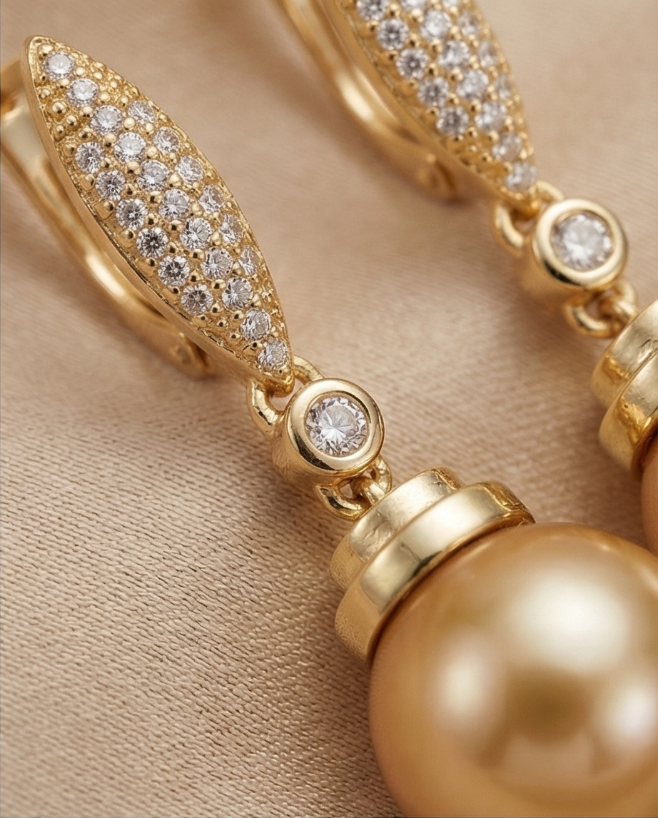 Boucles d oreilles avec perles de culture Édison couleur jaune or