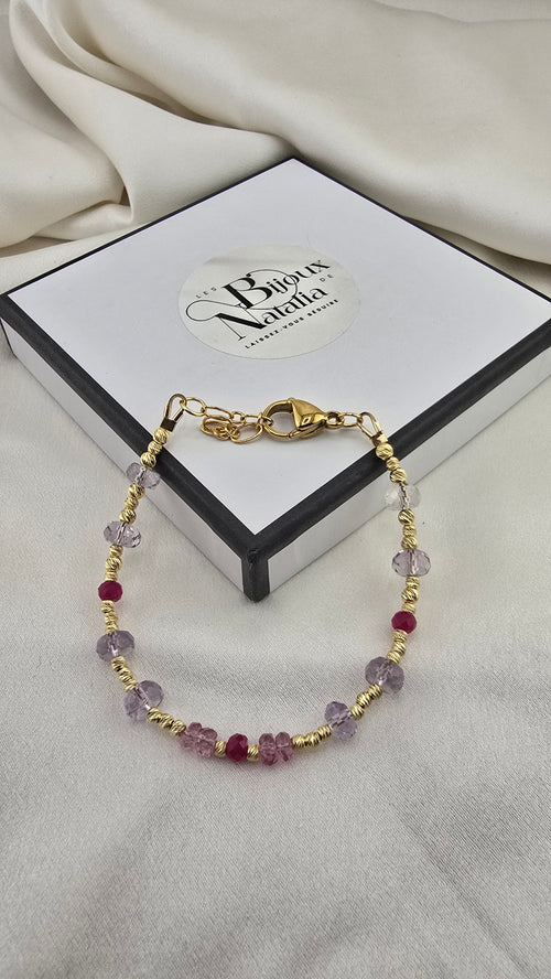 Bracelet en Améthyste, Topaze et Rubis