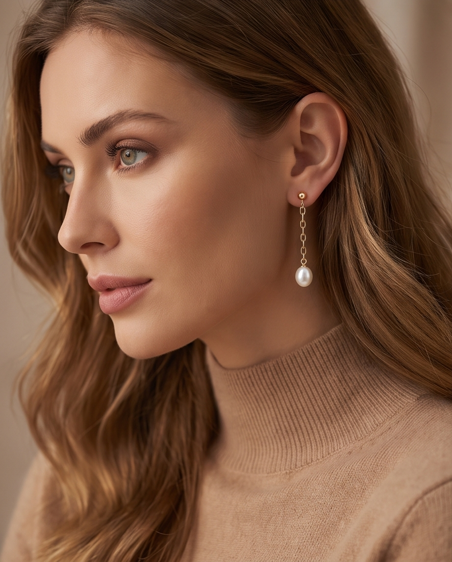 Boucles d' oreilles or et perles de culture - Lumiere des cascades