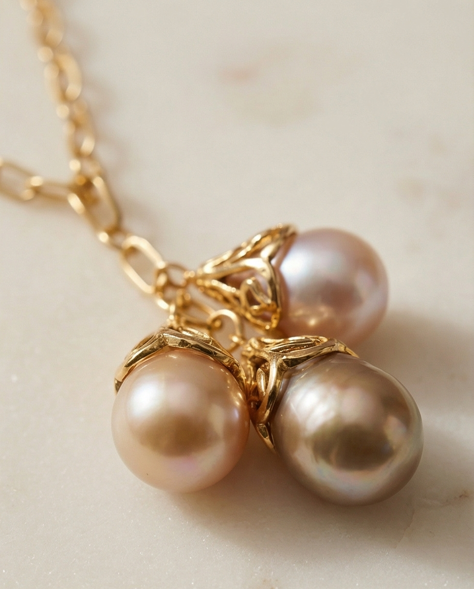 Collier exceptionnel en plaqué or 24k et perles prestigieuses