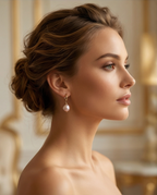 Boucles d oreilles en perles de culture mauve et Vermeil