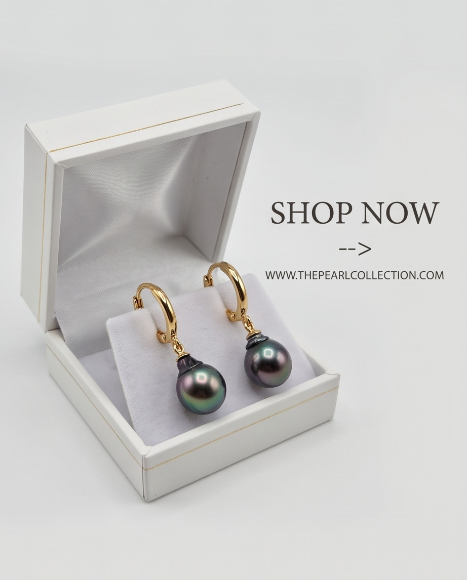 Boucles d'oreilles avec perles de Tahiti en goutte - Lumiere de Tahiti