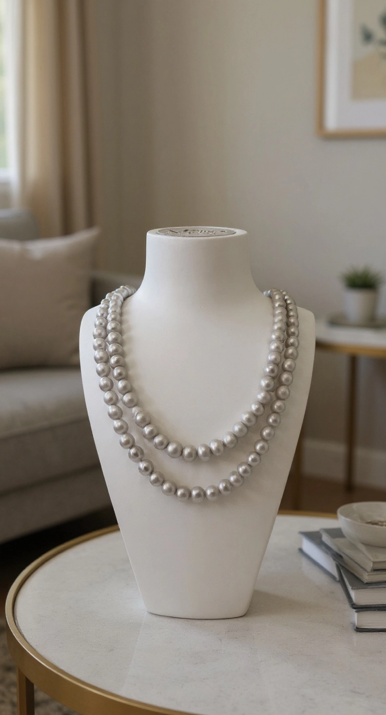 Collier double rangs en perles de culture grises