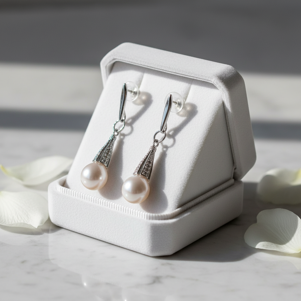 Boucles d’oreilles en argent et perles de culture