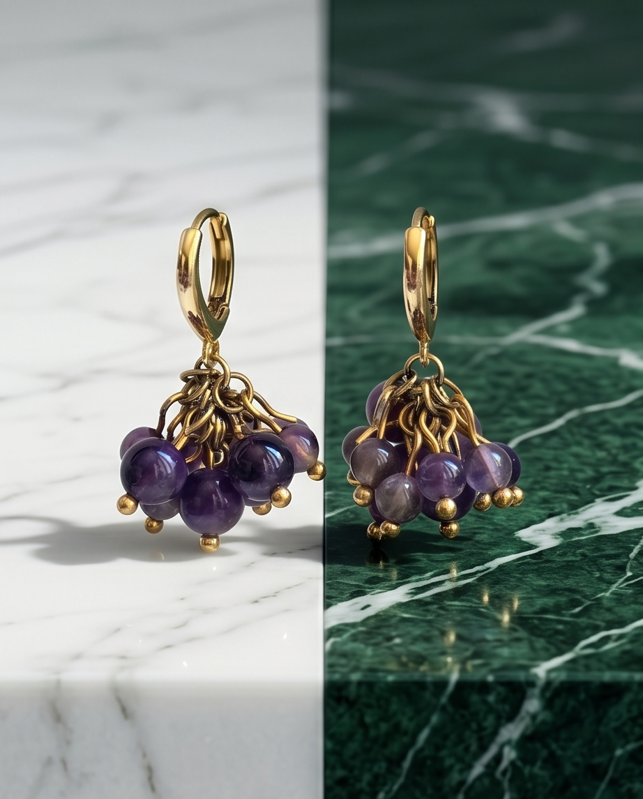 Boucles d’oreilles en vermeil et Améthyste