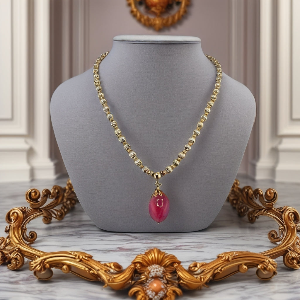 Collier avec pendentif en agate rose