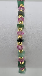 Bracelet en Topaze rose et Emeraude Myammar