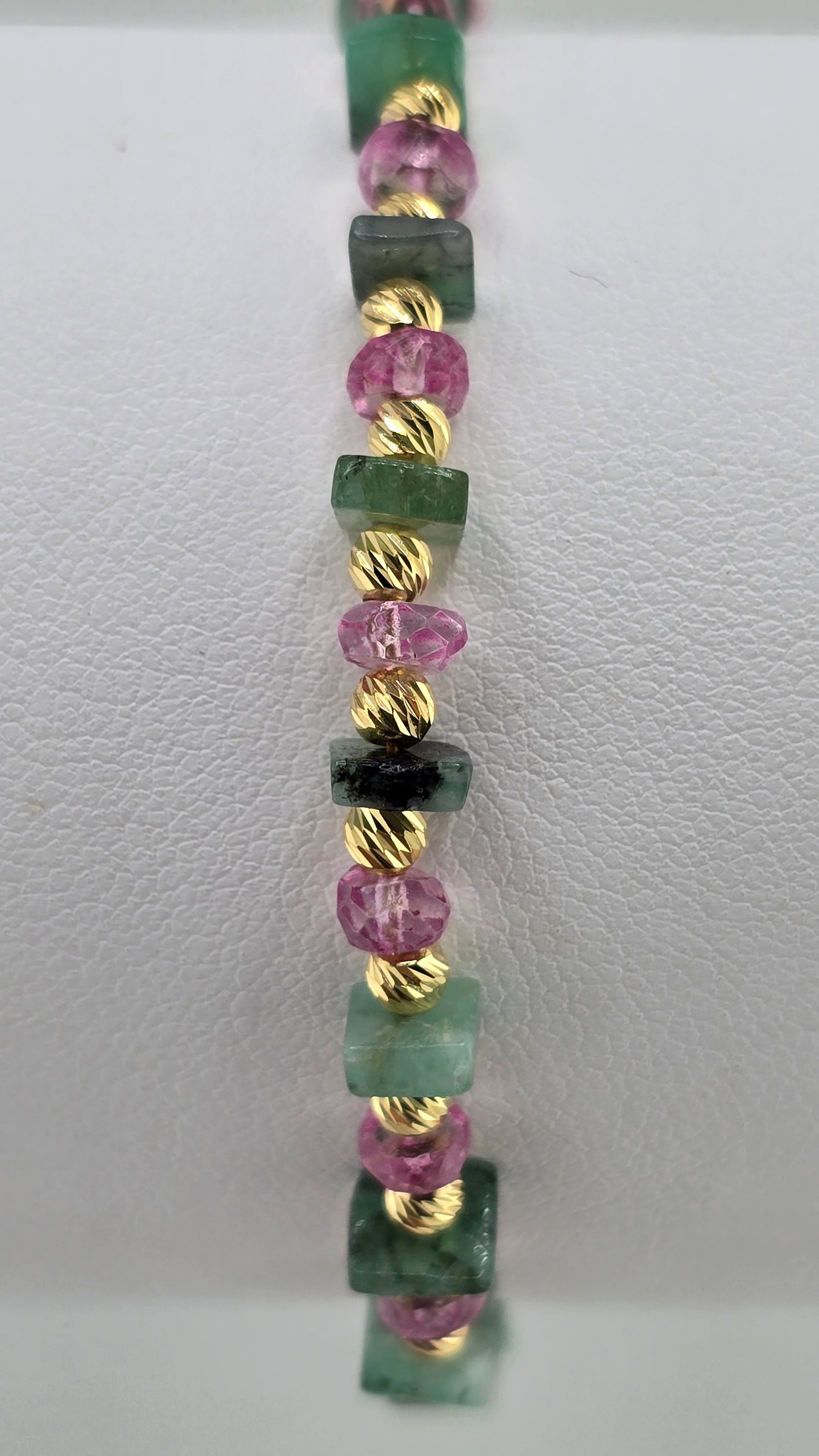 Bracelet en Topaze rose et Emeraude Myammar