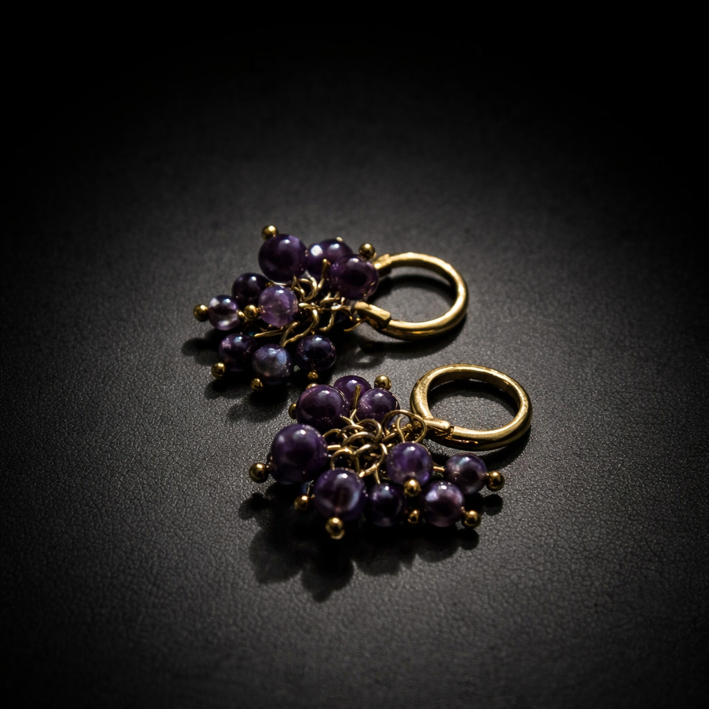 Boucles d’oreilles en vermeil et Améthyste