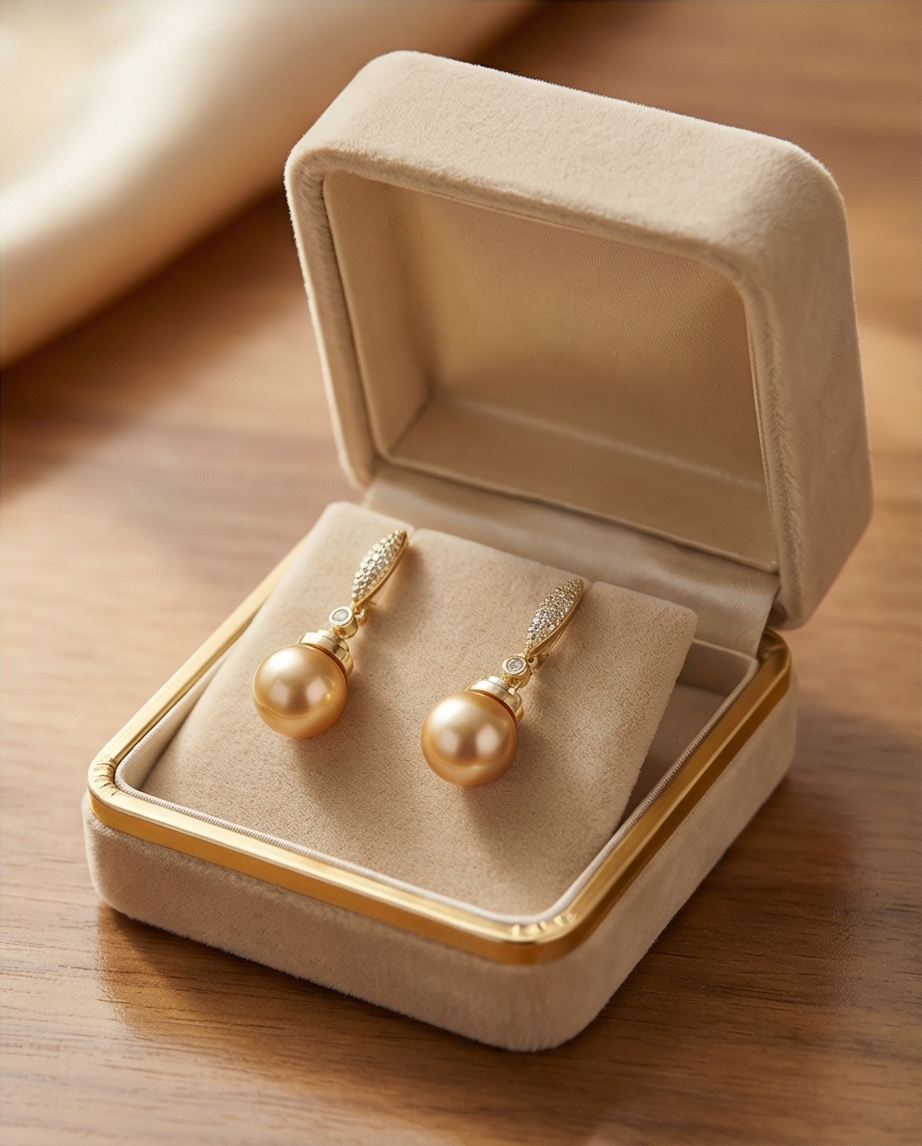 Boucles d oreilles avec perles de culture Édison couleur jaune or