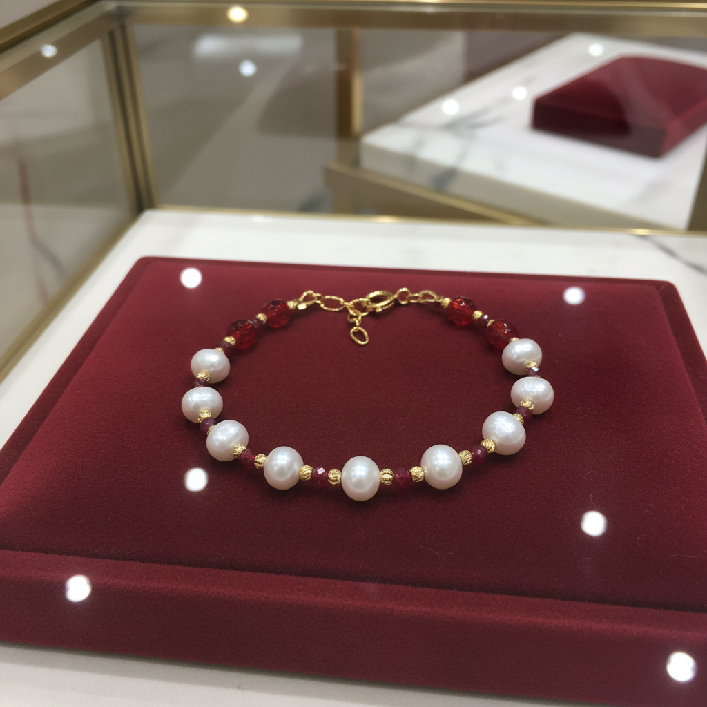 Bracelet en perles de culture et vermeil