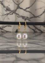 Boucles d oreilles en perles de culture olive et Vermeil (argent recouvert d'or 24k)