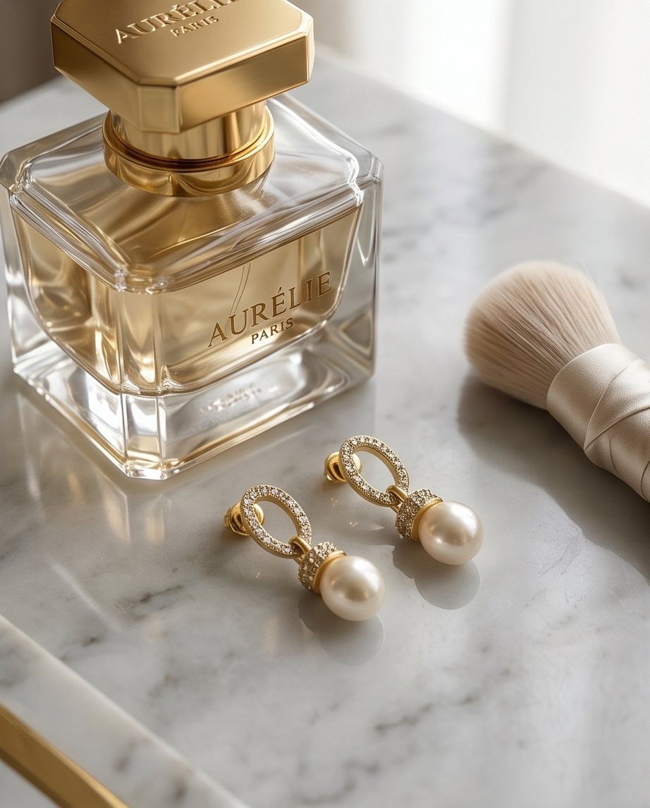 Boucles d oreilles en plaqué or 18K et strass