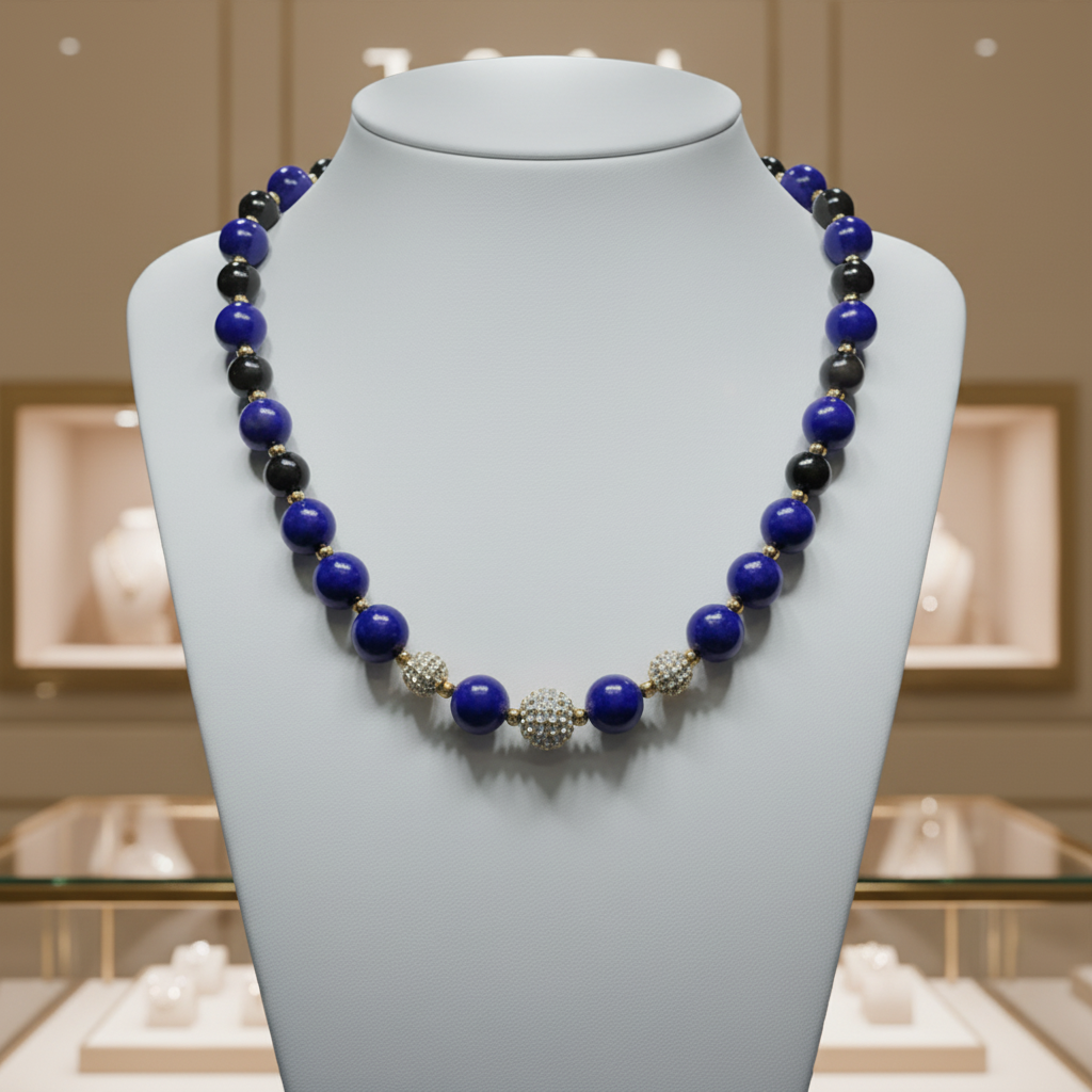 Collier en Lapis-Lazuli et perles en strass