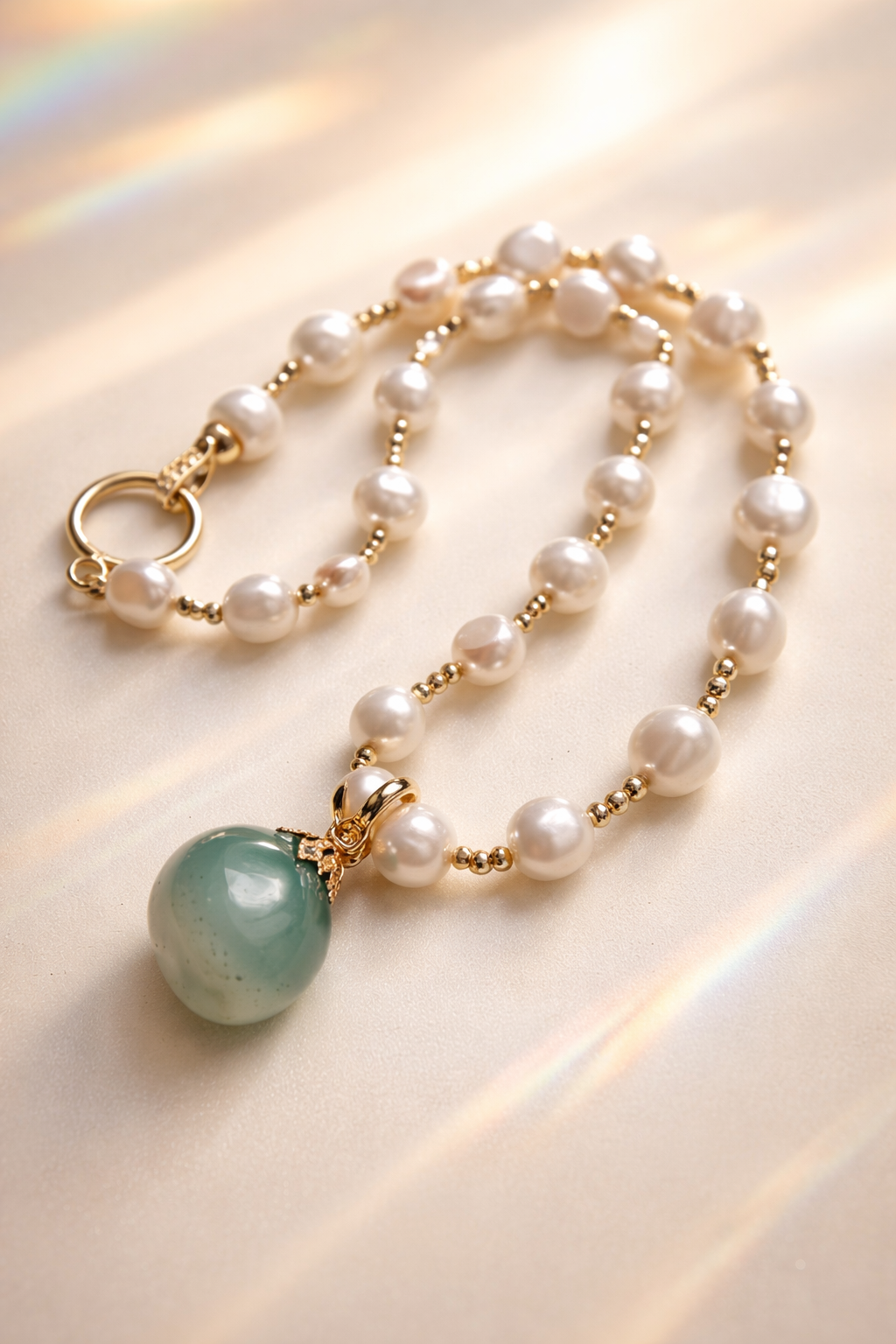 Collier et son pendentif en Agate verte