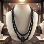 Collier double rangs en perles de cristal noir