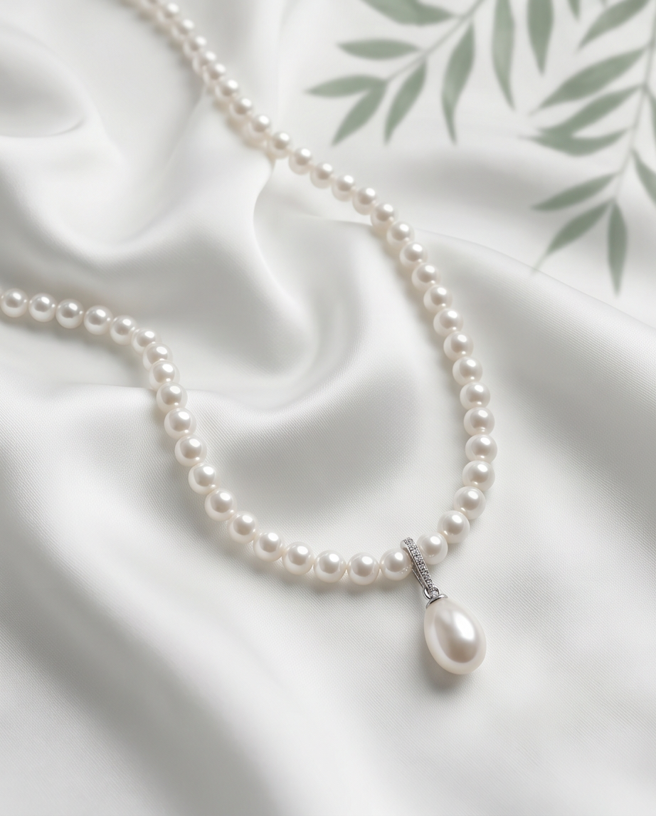 collier en argent 925 avec perles de culture blanches rondes - vue 8