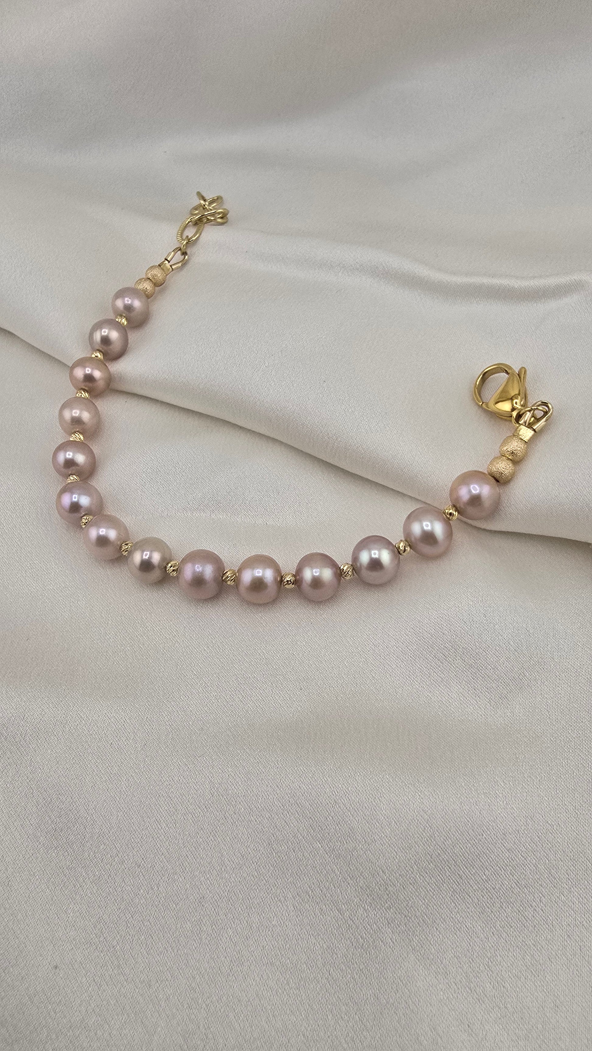 Bracelet en perles de culture rose