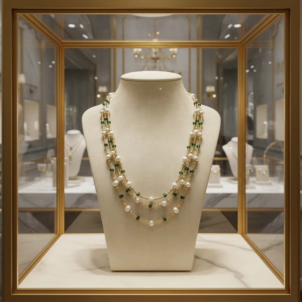 Collier triple rangs avec perles de culture irrégulières