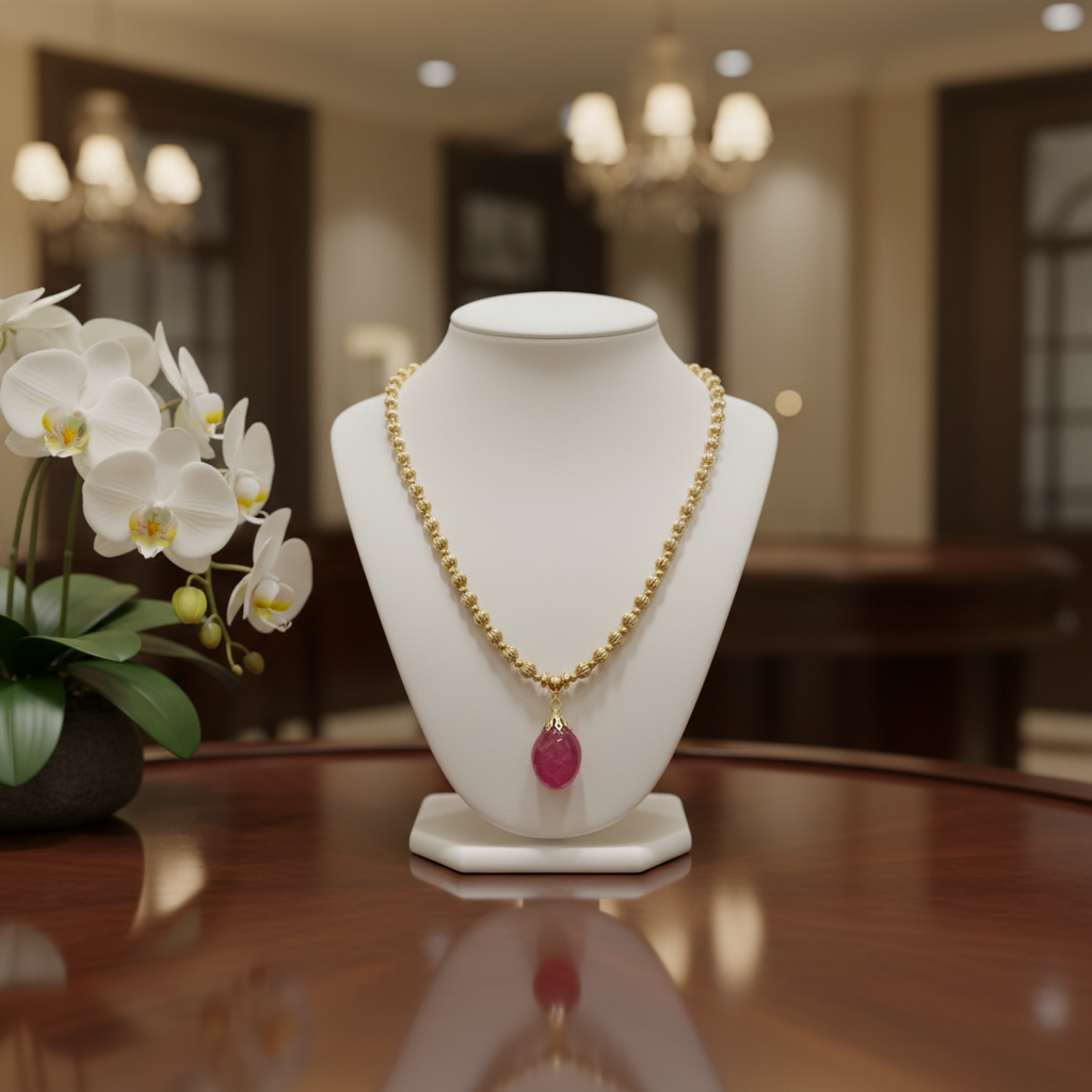 Collier avec pendentif en agate rose