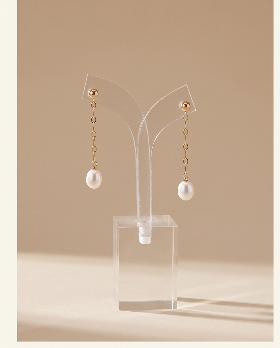 Boucles d' oreilles or et perles de culture - Lumiere des cascades