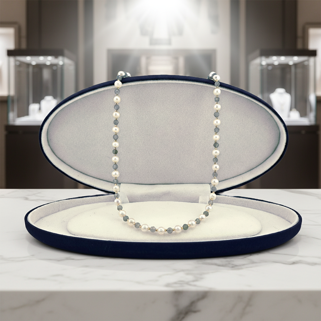 Lumière précieuse - perles de culture et labradorite