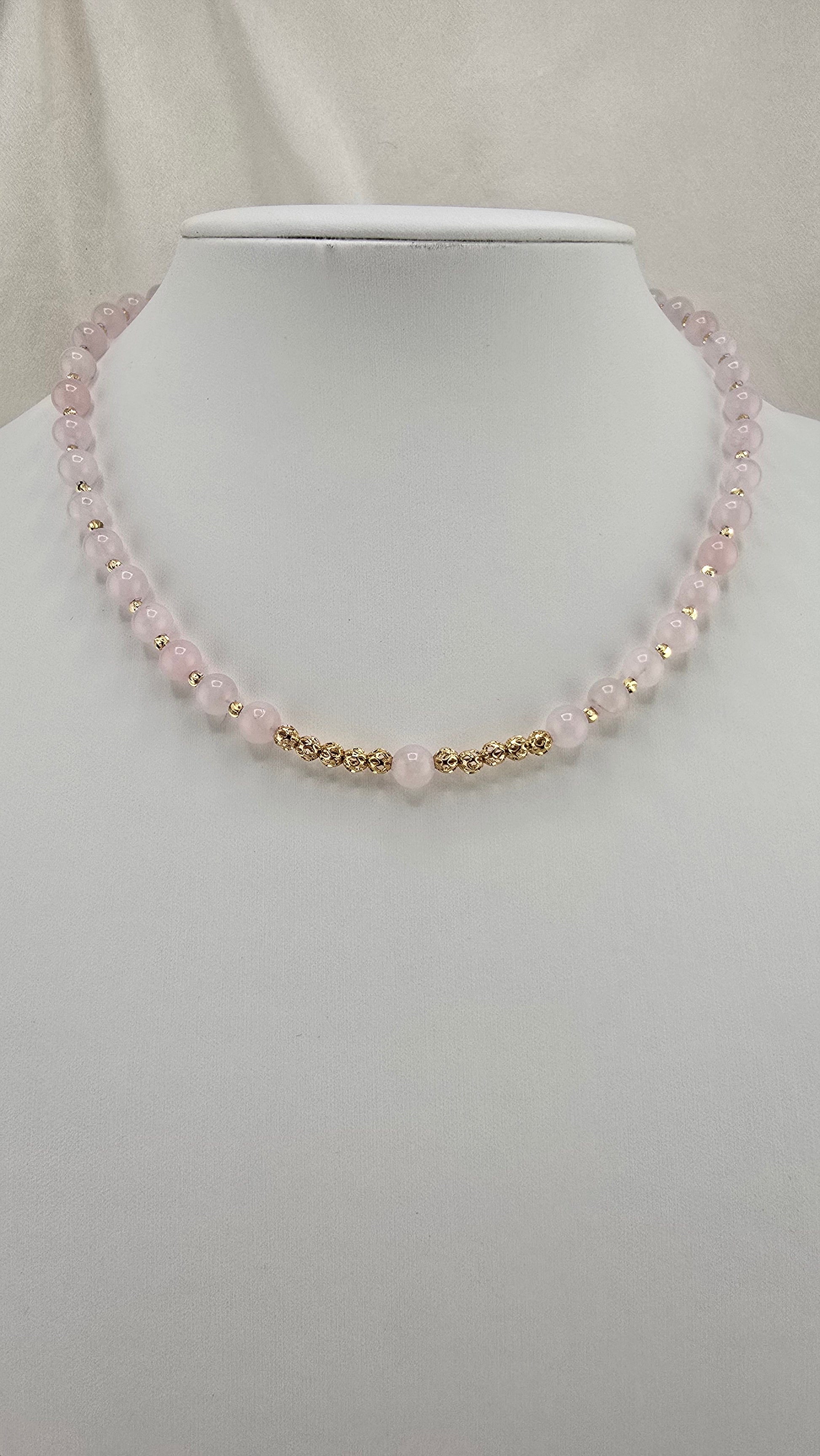 Collier ras du cou en Quartz rose
