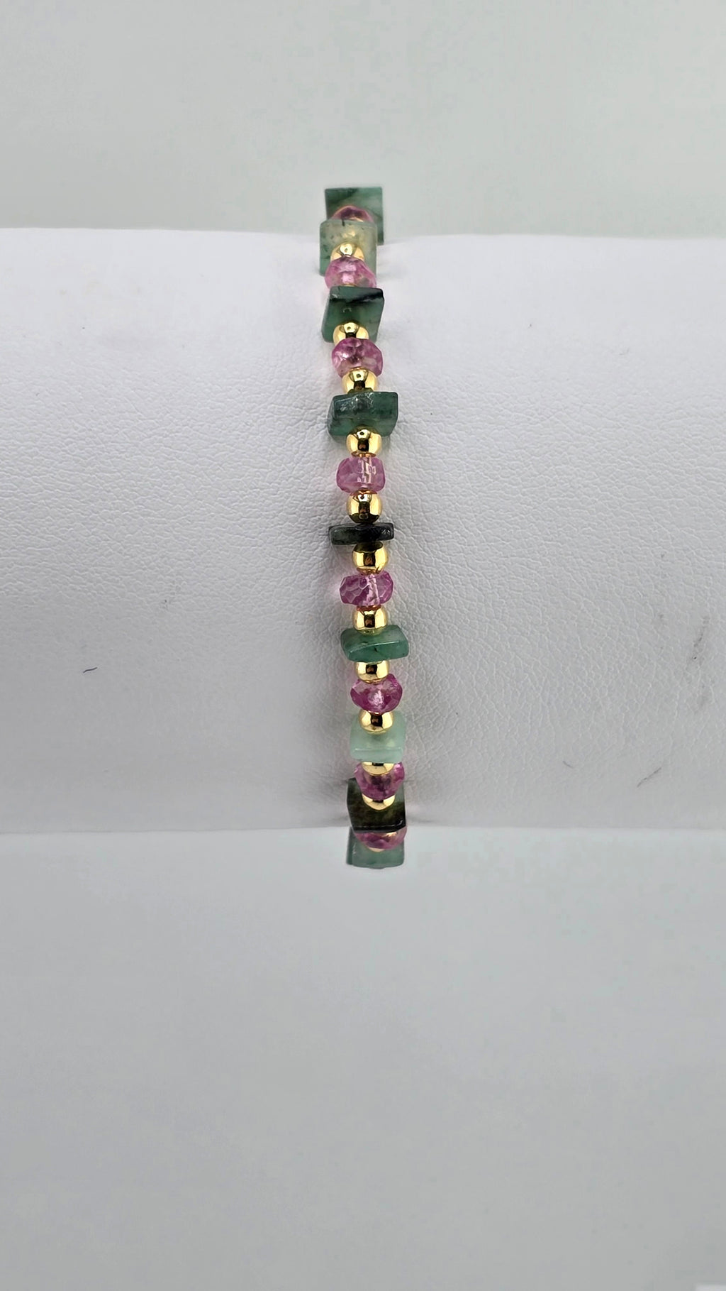 Bracelet en Topaze rose avec perles en vermeil rondes et lisses