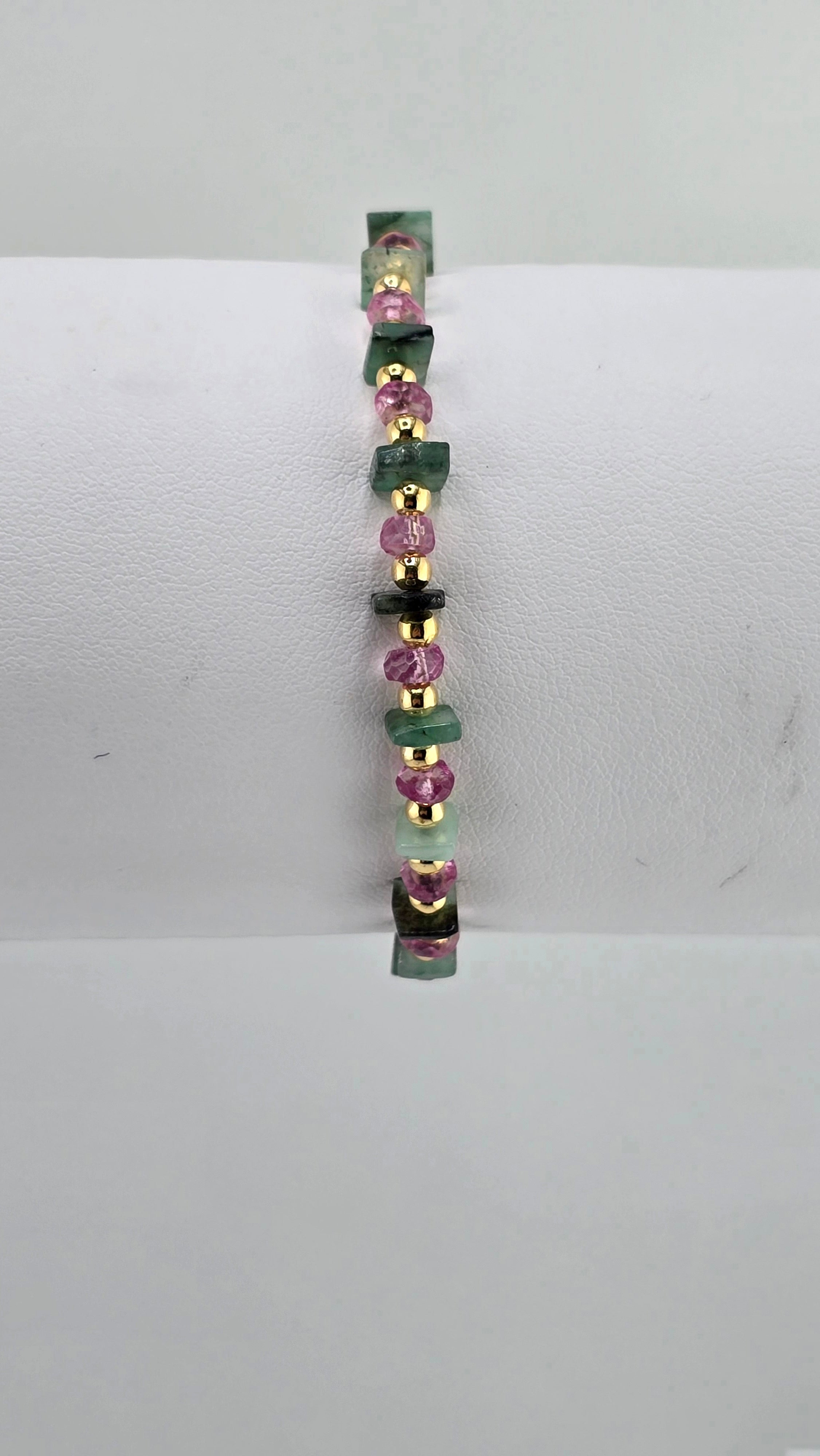 Bracelet en Topaze rose avec perles en vermeil rondes et lisses