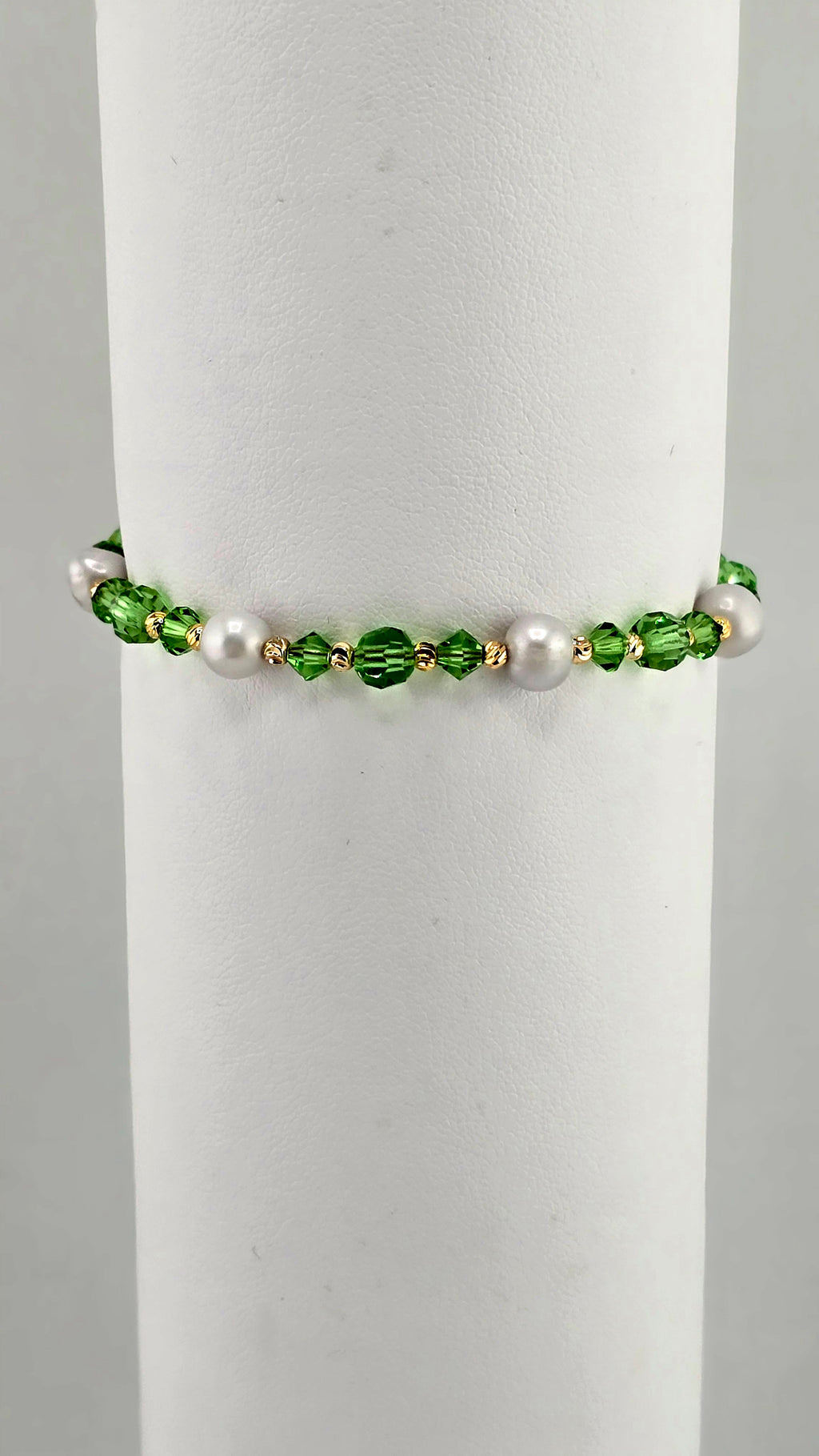 Bracelet en perles de culture cristaux verts