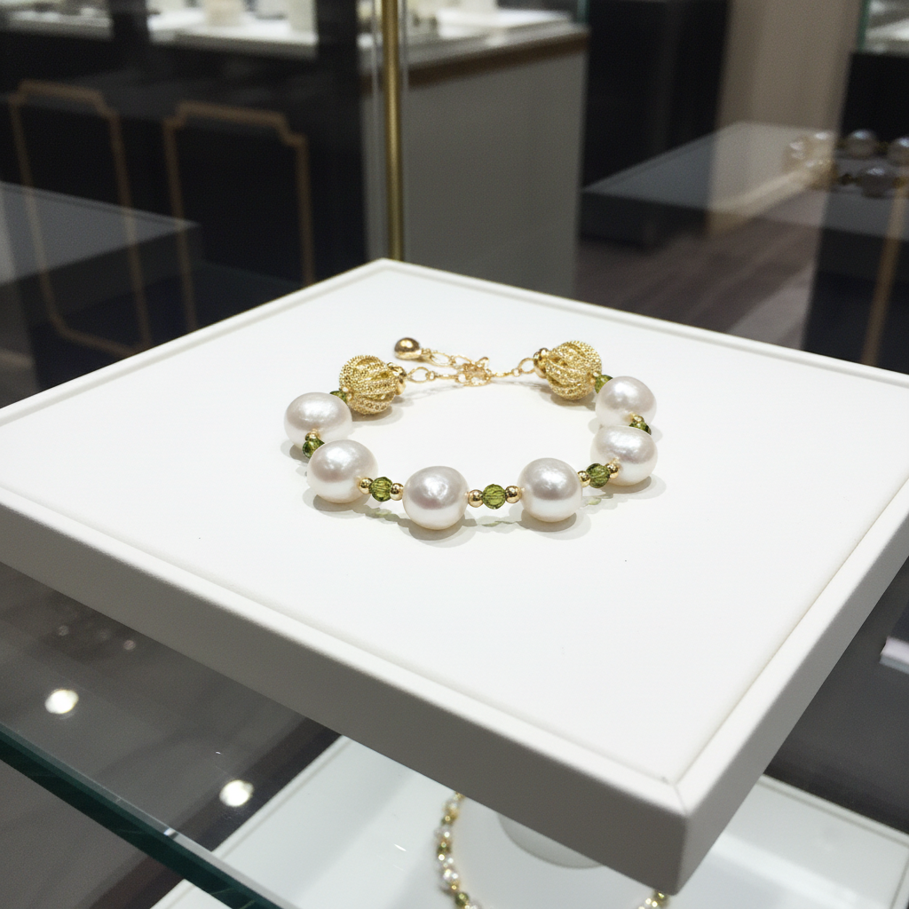 Bracelet en perles de culture baroque et cristal