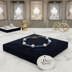 Bracelet en perles de culture et perles de cristal bleu azur