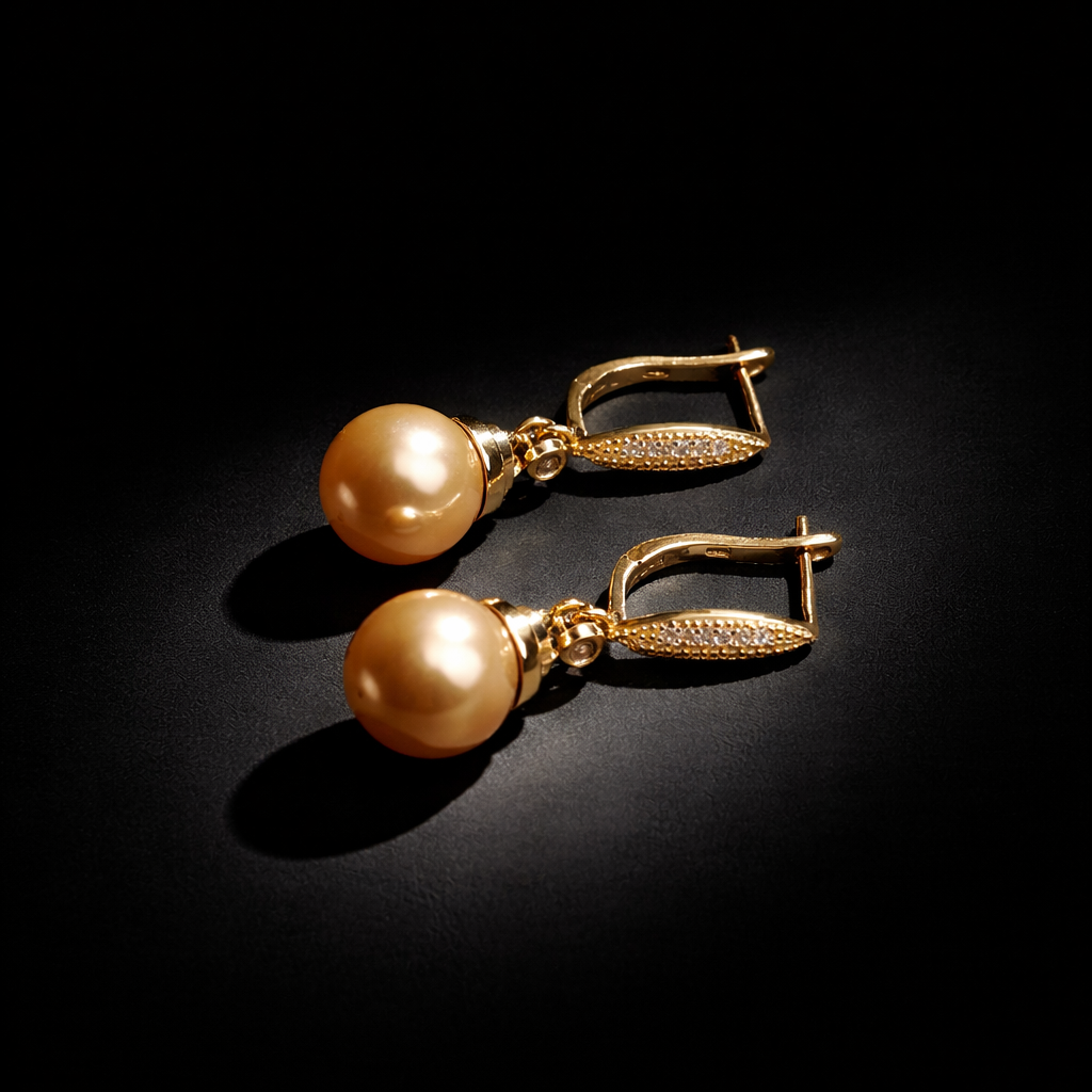 Boucles d oreilles avec perles de culture Édison couleur jaune or