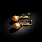 Boucles d oreilles avec perles de culture Édison couleur jaune or