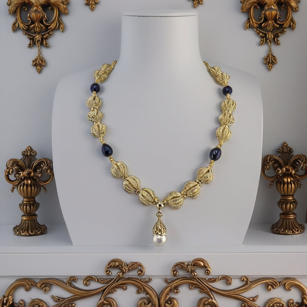 Collier avec pendentif en vermeil et perle de culture blanche luisante