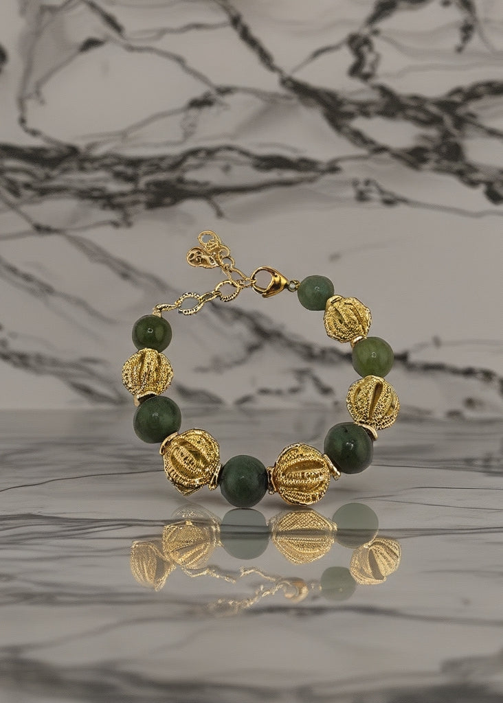 Bracelet en Agate et perles en plaqué or