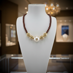 Collier en Jaspe rouge et pendentif perle de culture baroque