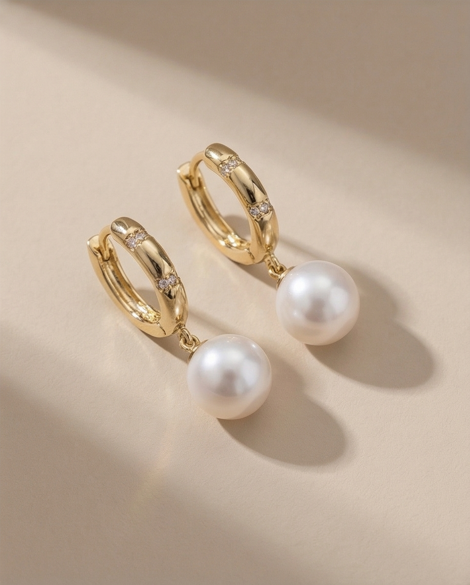 Boucles d’oreilles dormeuses avec perles de culture