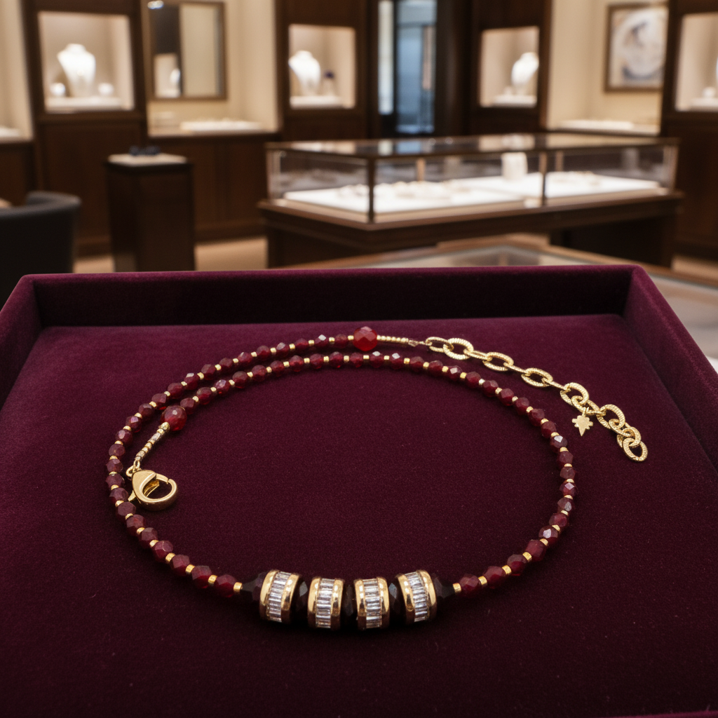 Collier en cristal rouge profond