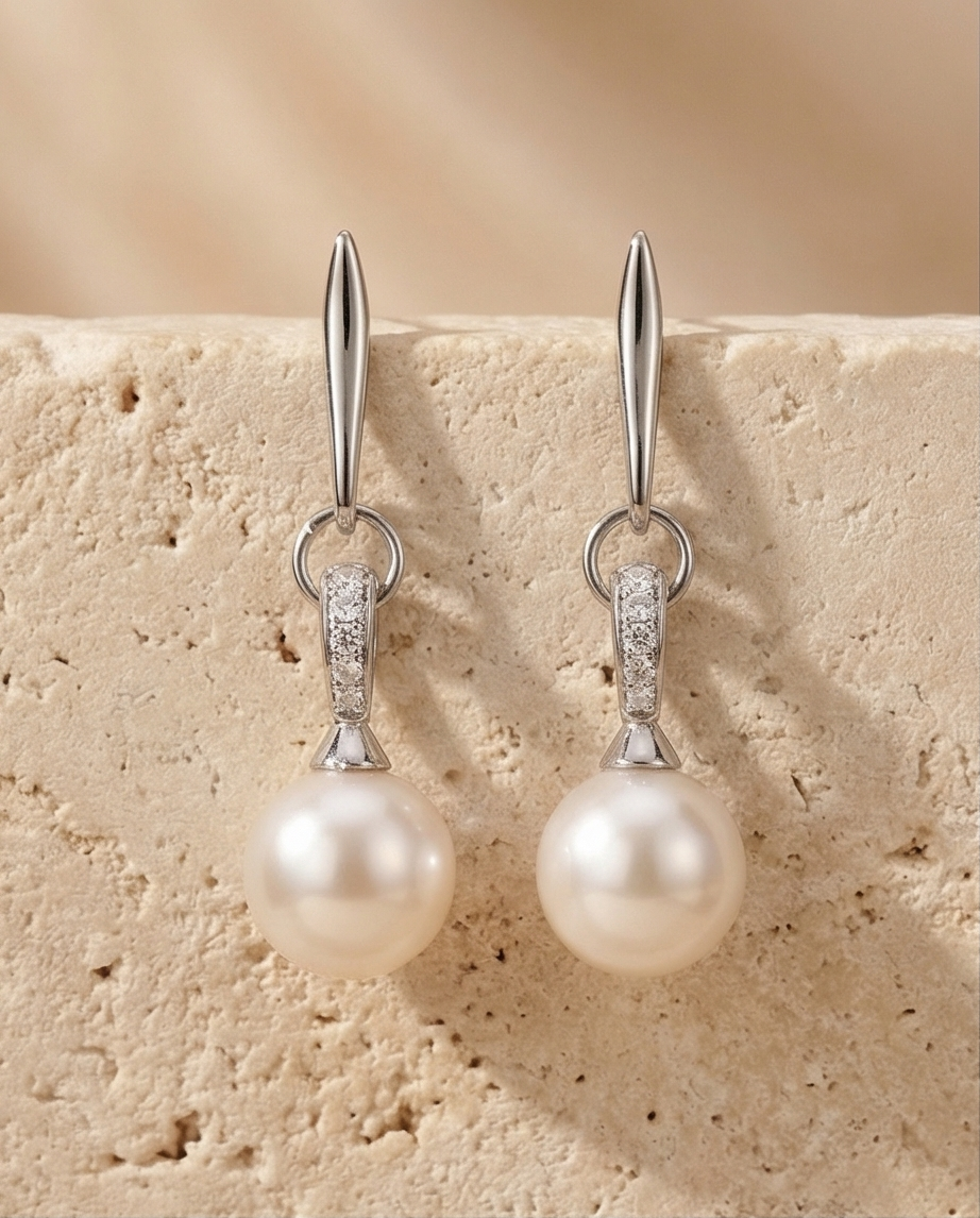 Boucles d’oreilles en strass et perles de culture