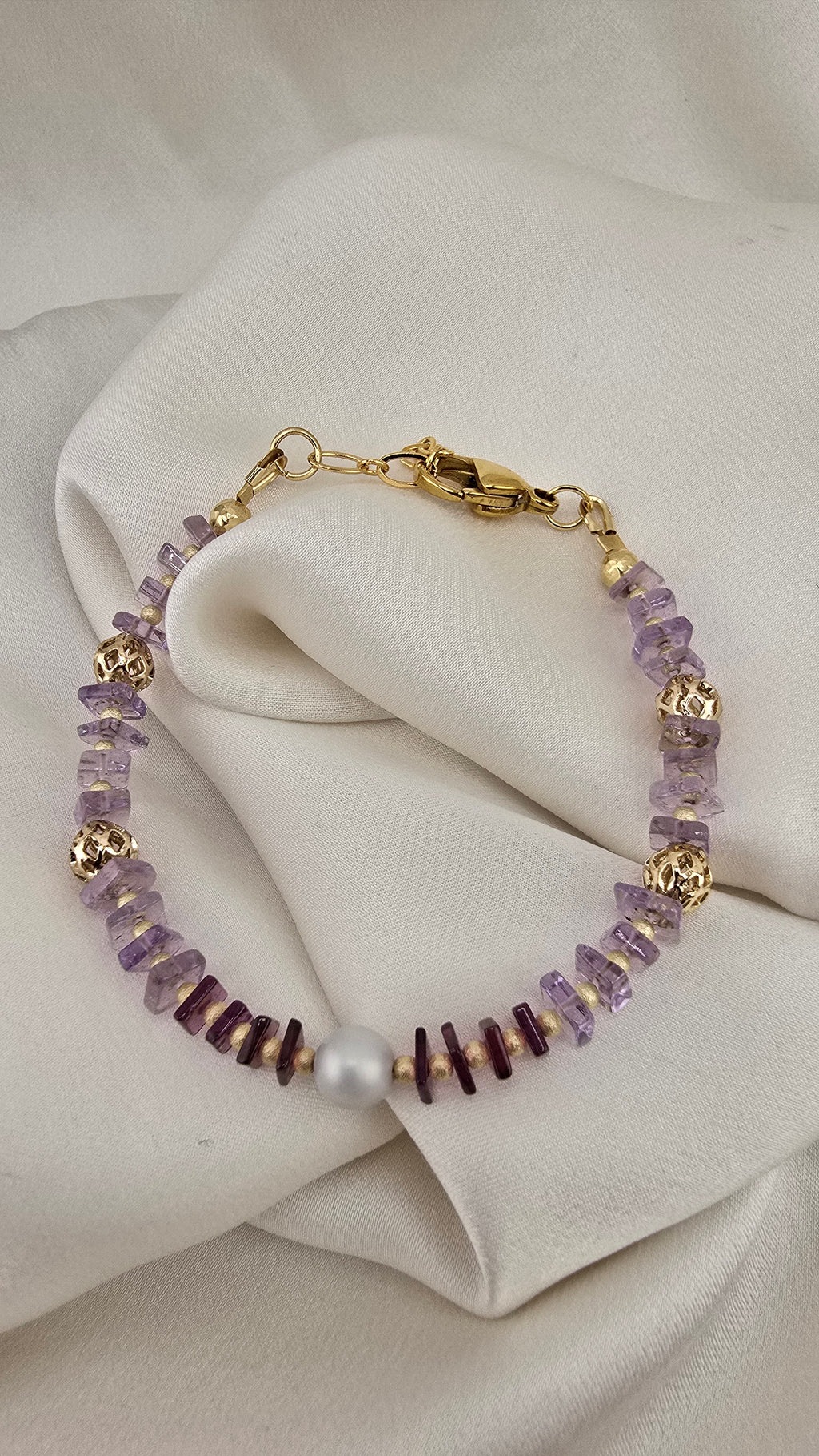 Bracelet en Améthyste et Rhodolite