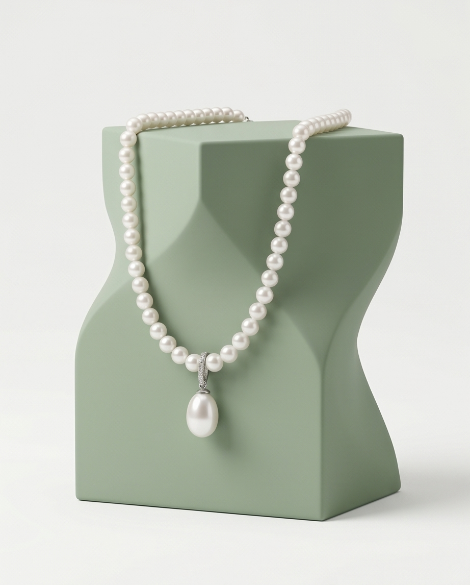 collier en argent 925 avec perles de culture blanches rondes