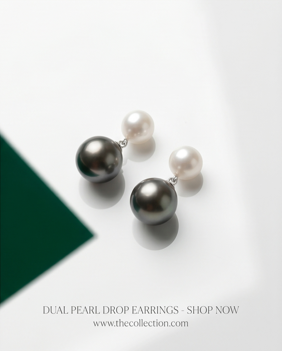 Clair Obscur -  boucles d’oreilles perles de culture blanche 7mm AA et perles de Tahiti 10mm AA+