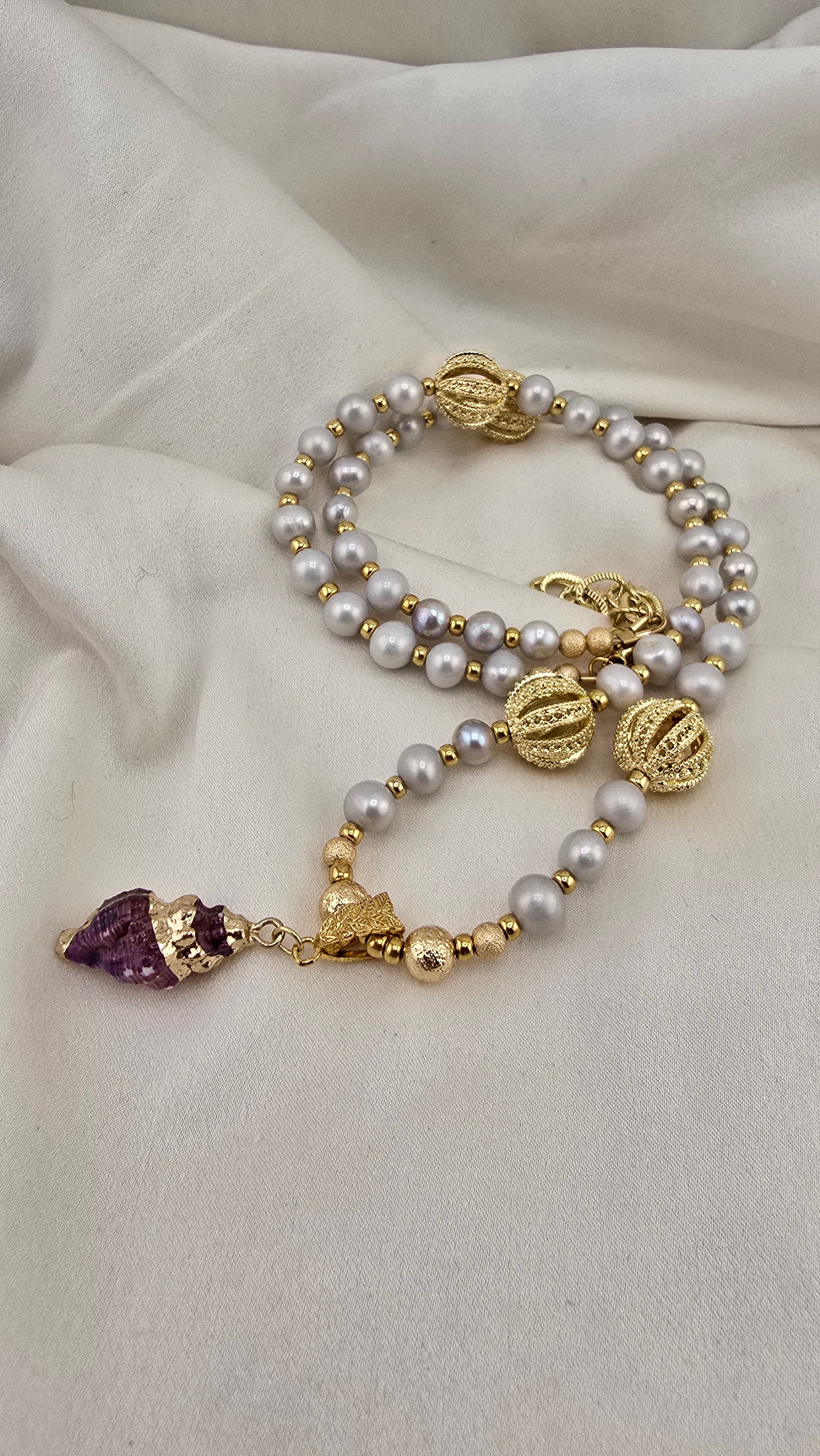 Collier en Perles de culture grises