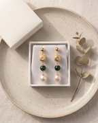 Boucles d'oreilles perles en GF, Emeraude et Perles de culture - Emeraude Heritage